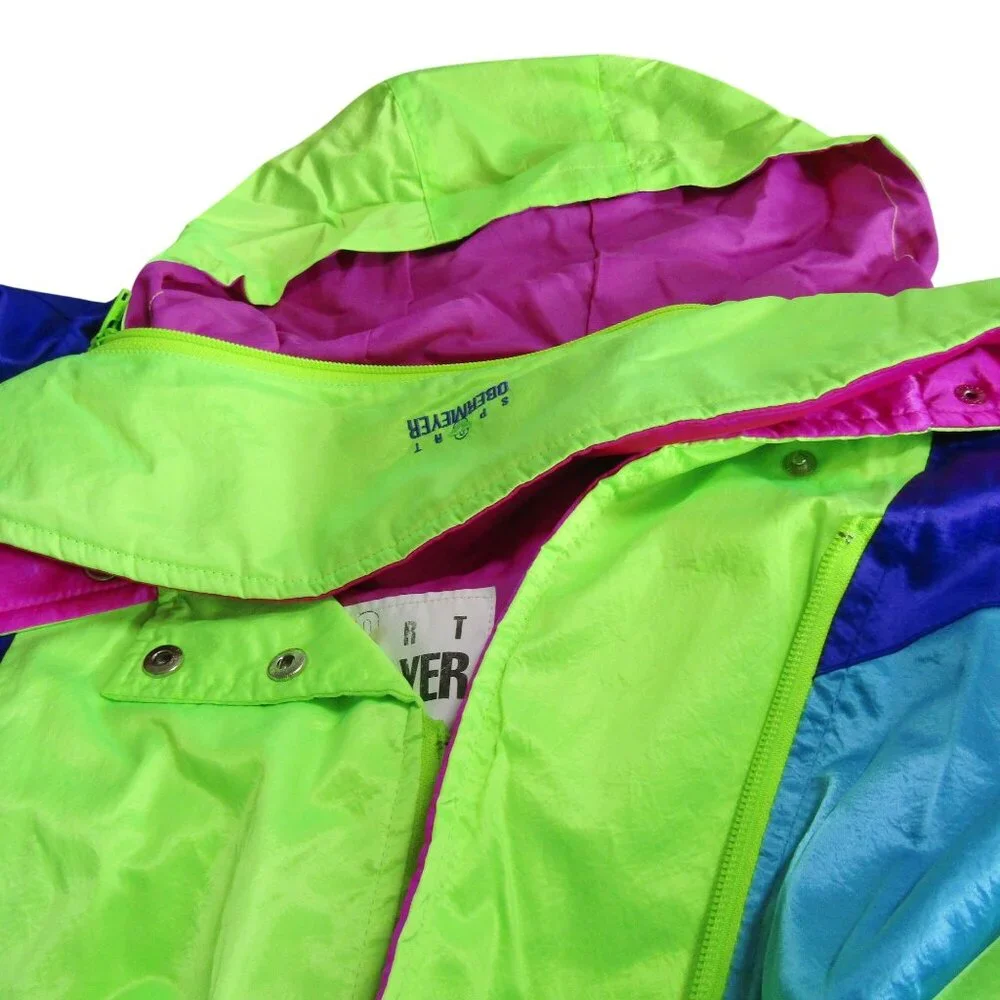 VTG OBERMEYER Snow Ski Suit One Piece NEON Insulated 80s Rad Clown Gaper Day 10 - Picture 8 of 13